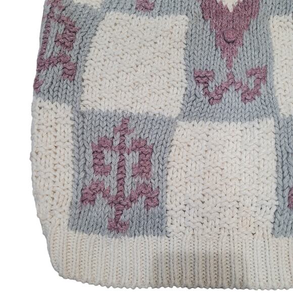 Vintage Country Concepts Pastel Floral Fleur-de-lis Sweater Sz Medium Ramie - Picture 4 of 10